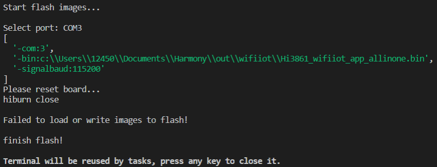 如何解决Hi3861烧录问题 Failed to load or write images to flash-鸿蒙开发者社区