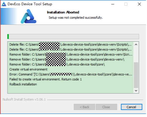 Device Tool安装过程中提示"Failed to create virtual environment"，怎么解决？-鸿蒙开发者社区