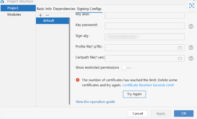 HarmonyOS证书配置，选择团队后报错the number of certificates has reached the limit.-鸿蒙开发者社区